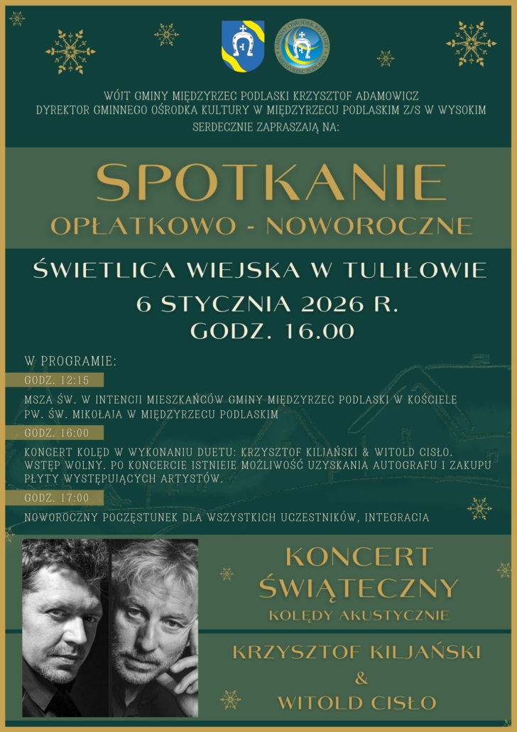 Plakat zapraszający na Spotkanie Opłatkowo-Noworoczne