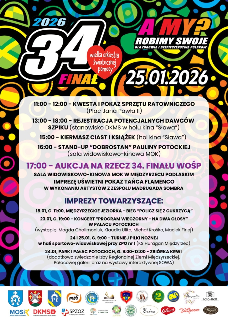 Plakat zapraszający na 34 Finał Wielkiej Orkiestry Świątecznej Pomocy