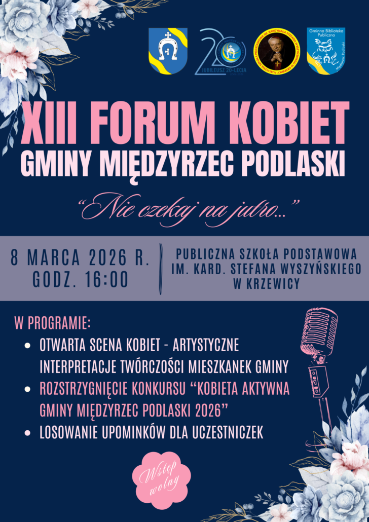 Plakat zapraszający na XIII Forum Kobiet Gminy Międzyrzec Podlaski