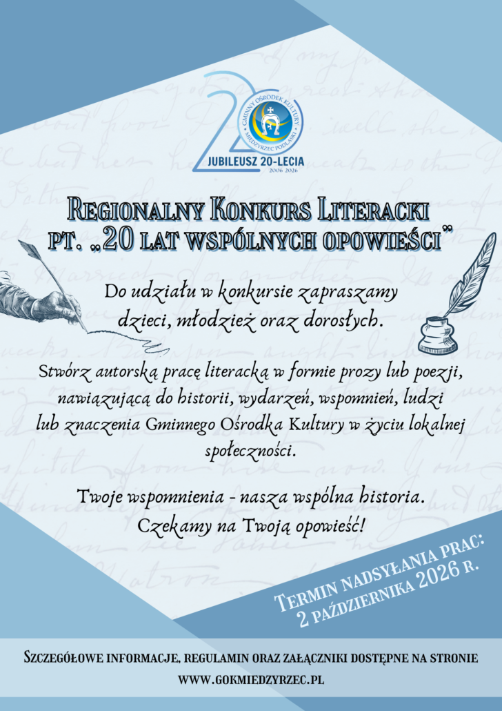 Plakat informujący o Regionalnym Konkursie Literackim